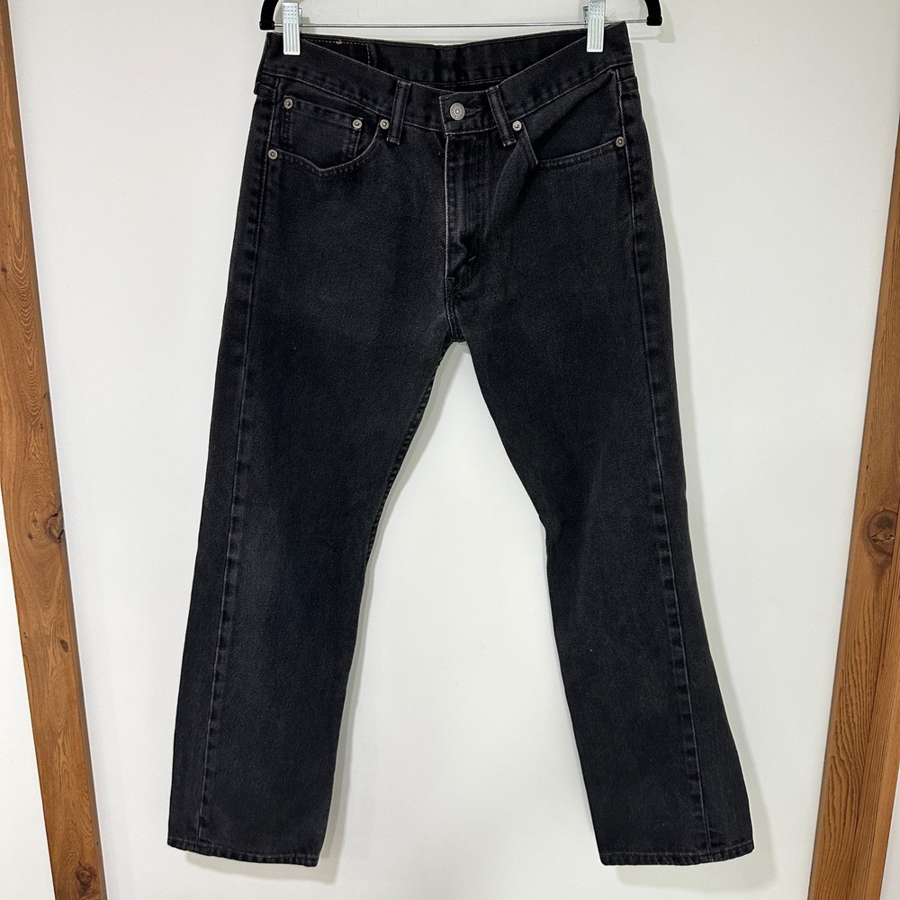 Levi's 505 Regular Fit Straight Leg Black Denim Jeans Mens 31x30 Cotton Pants